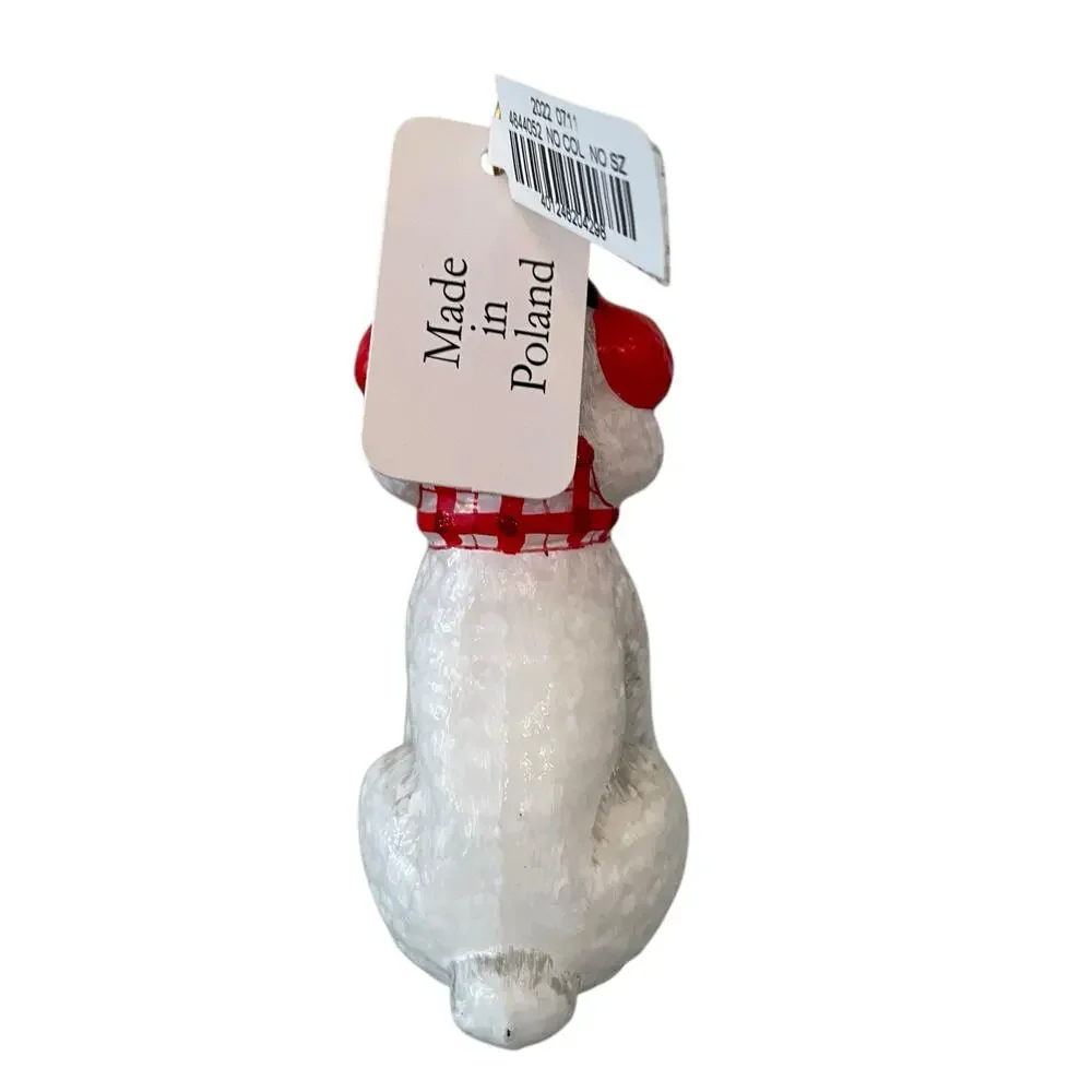 Neiman Marcus White Poodle Wearing Red Scarf & Earmuffs Christmas Ornament NEW